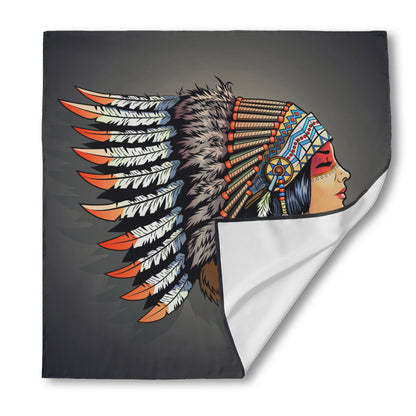 Native American Indian Girl Print Silk Bandana