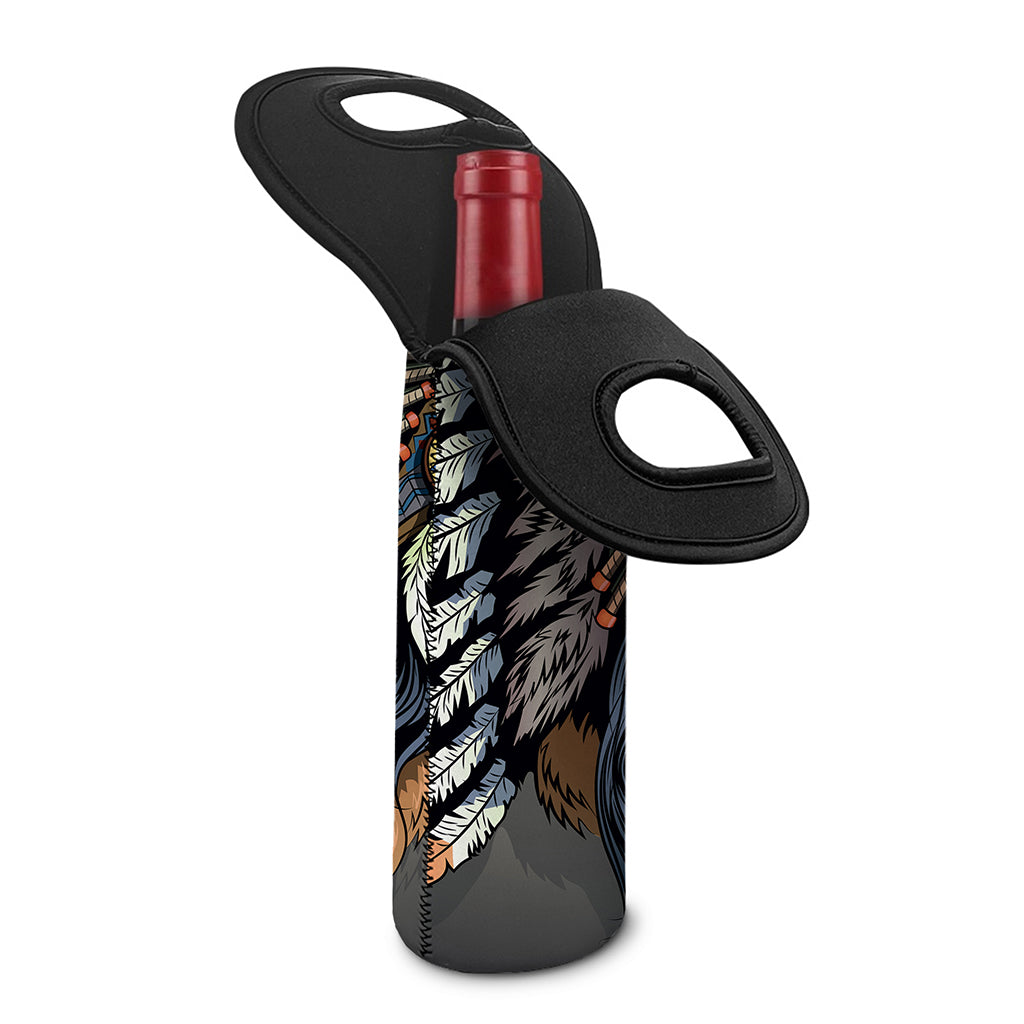 Native American Indian Girl Print Single Neoprene Wine Tote
