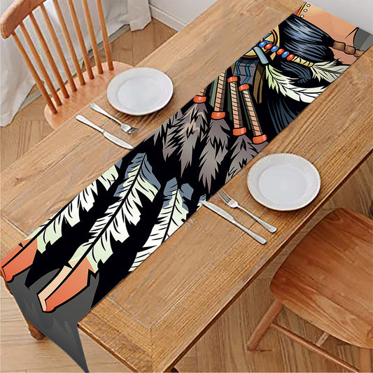 Native American Indian Girl Print Table Runner