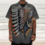 Native American Indian Girl Print Textured Short Sleeve Shirt