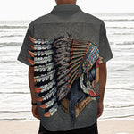 Native American Indian Girl Print Textured Short Sleeve Shirt