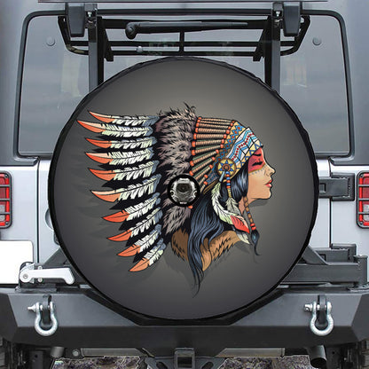 Native American Indian Girl Print Tire Cover With Camera Hole