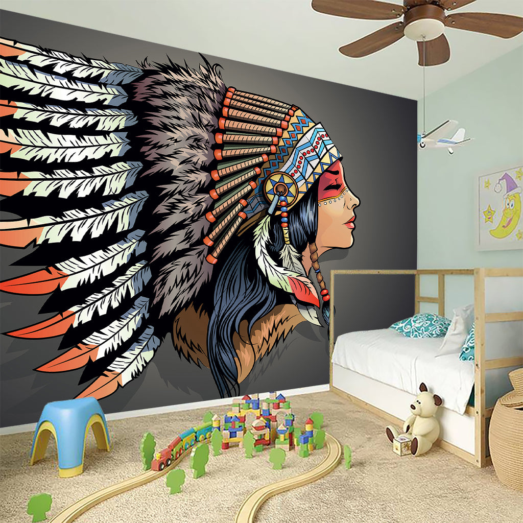 Native American Indian Girl Print Wall Sticker