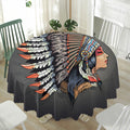 Native American Indian Girl Print Waterproof Round Tablecloth
