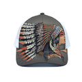 Native American Indian Girl Print White Mesh Trucker Hat