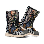 Native American Indian Girl Print Winter Boots