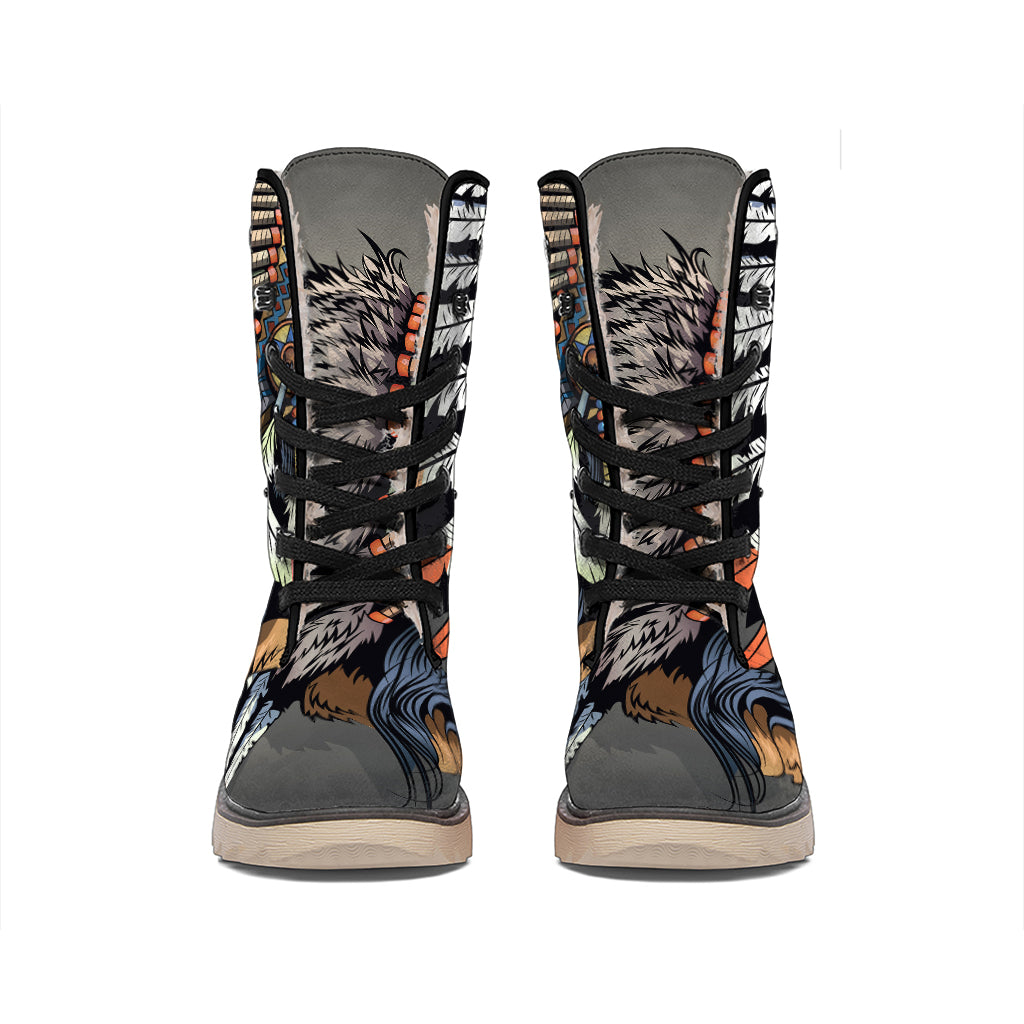 Native American Indian Girl Print Winter Boots