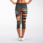 Native American Indian Girl Print Women's Capri Leggings