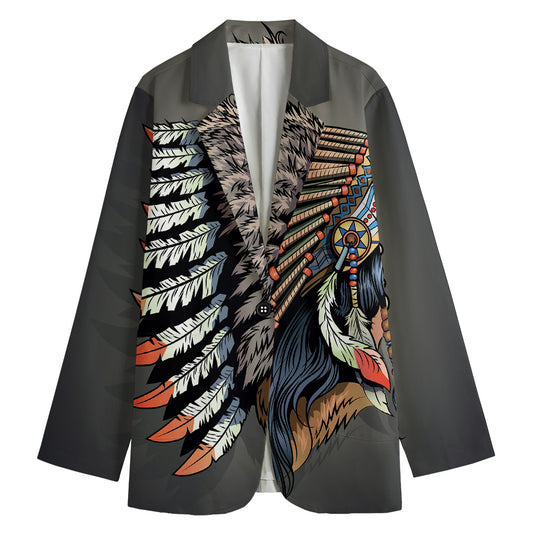 Native American Indian Girl Print Women's Cotton Blazer