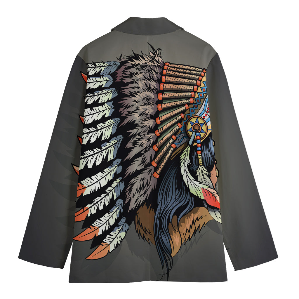 Native American Indian Girl Print Women's Cotton Blazer
