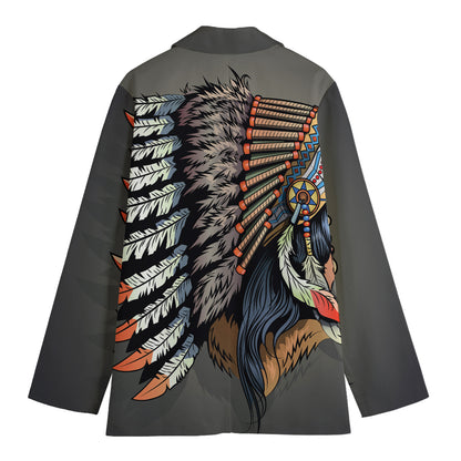 Native American Indian Girl Print Women's Cotton Blazer