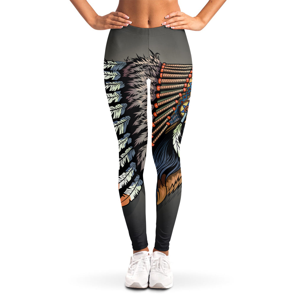 Native American Indian Girl Print Women's Leggings