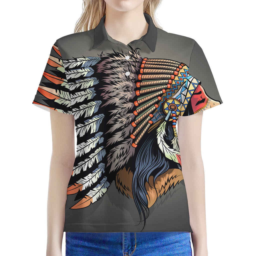 Native American Indian Girl Print Women's Polo Shirt