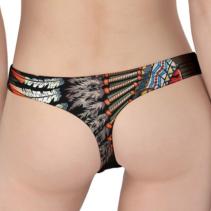 Native American Indian Girl Print Women's Thong