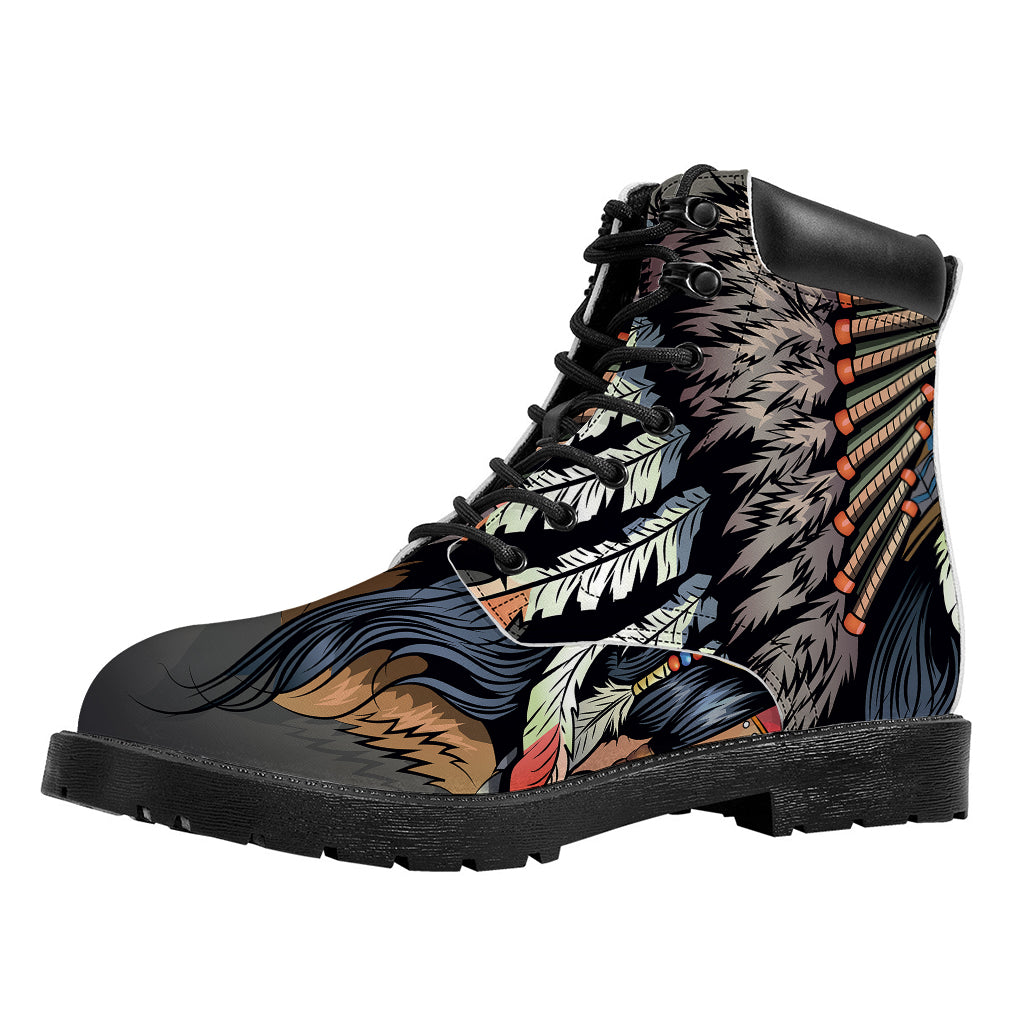 Native American Indian Girl Print Work Boots