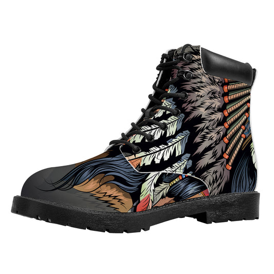 Native American Indian Girl Print Work Boots