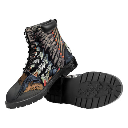 Native American Indian Girl Print Work Boots