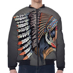 Native American Indian Girl Print Zip Sleeve Bomber Jacket