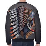 Native American Indian Girl Print Zip Sleeve Bomber Jacket