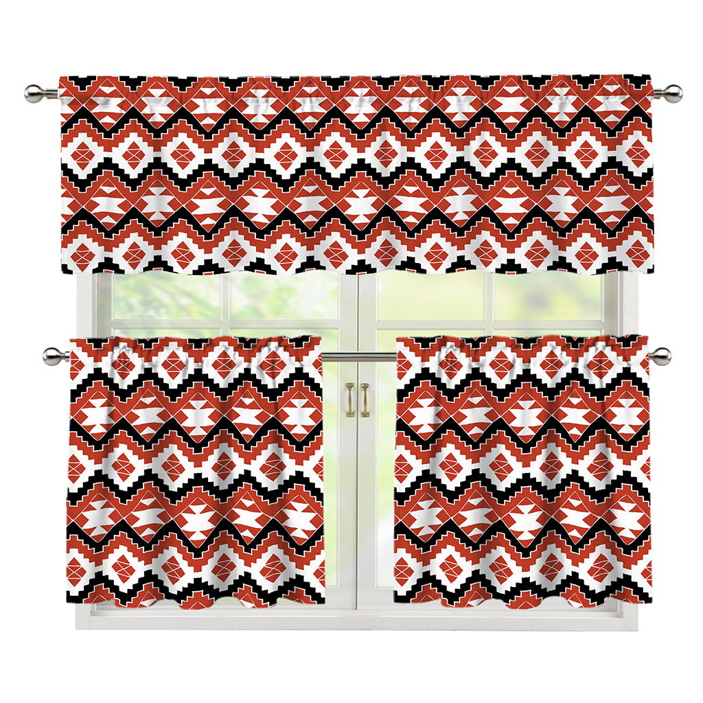 Native American Indian Pattern Print 3 Piece Kitchen Curtains