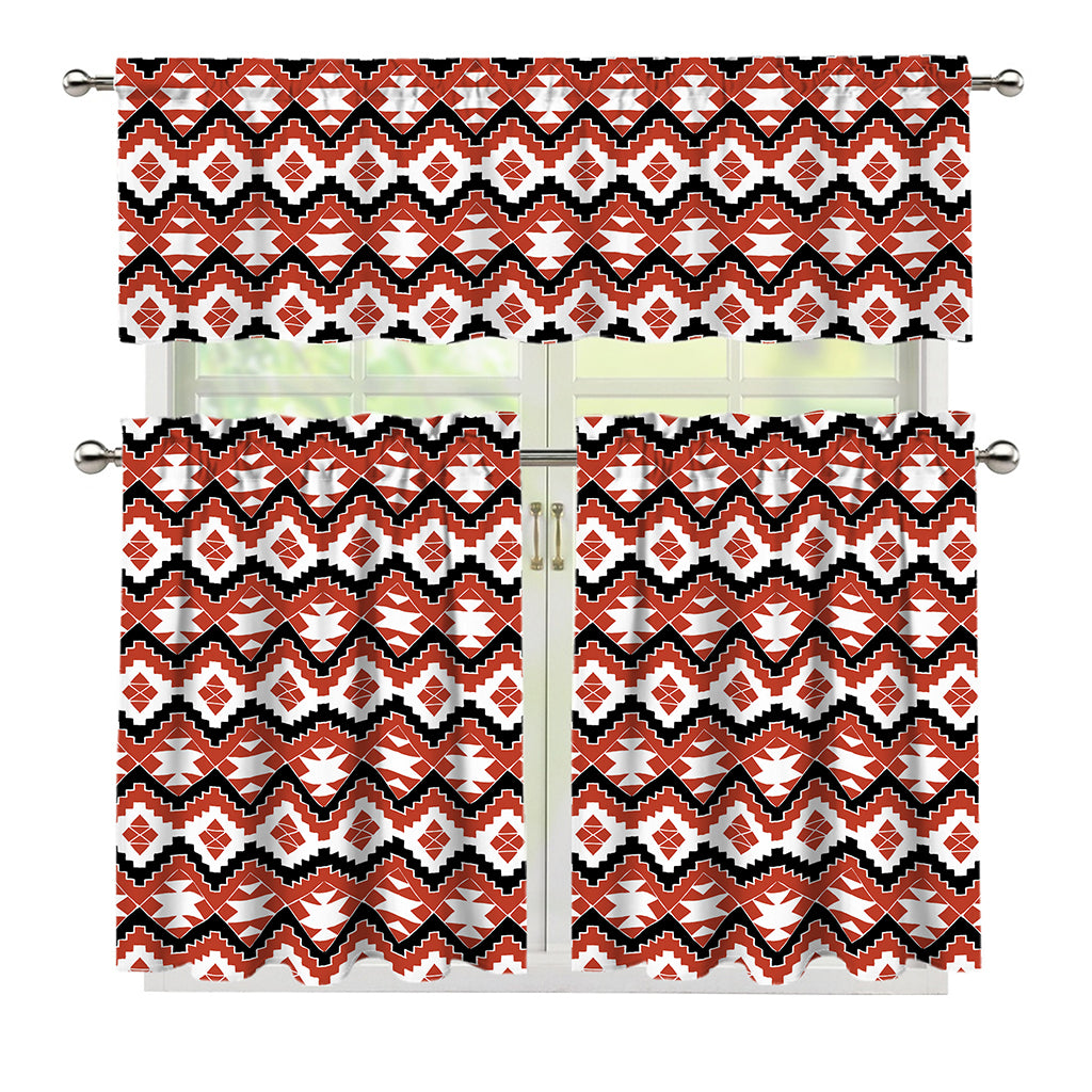 Native American Indian Pattern Print 3 Piece Kitchen Curtains