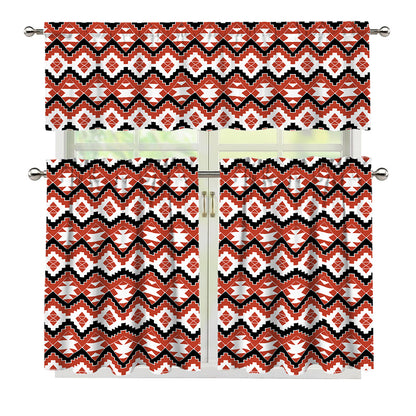 Native American Indian Pattern Print 3 Piece Kitchen Curtains