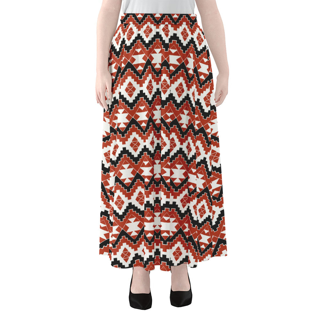 Native American Indian Pattern Print Chiffon Maxi Skirt