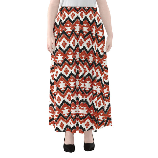 Native American Indian Pattern Print Chiffon Maxi Skirt
