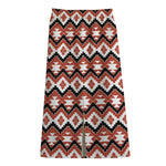 Native American Indian Pattern Print Cotton Front Slit Maxi Skirt