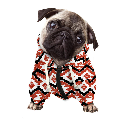 Native American Indian Pattern Print Dog Zip Up Hoodie