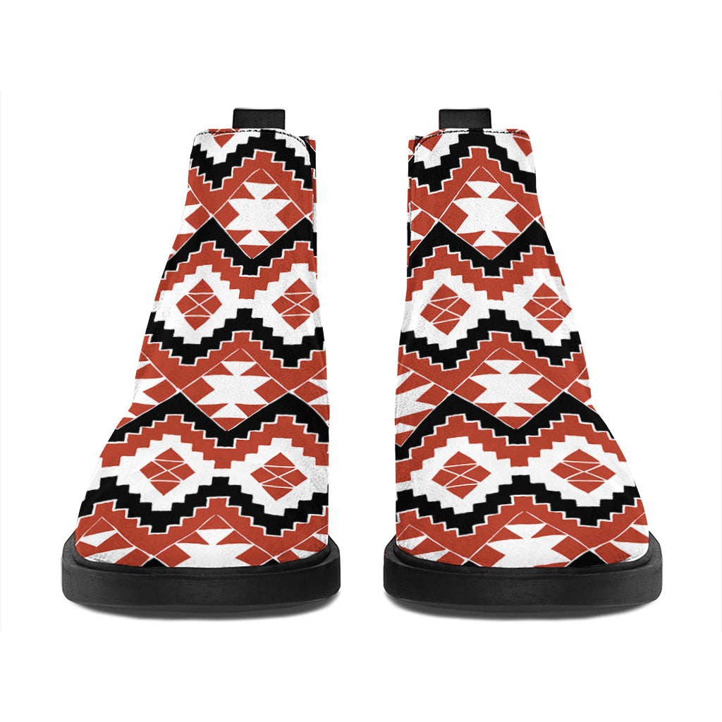 Native American Indian Pattern Print Flat Ankle Boots