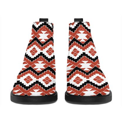 Native American Indian Pattern Print Flat Ankle Boots