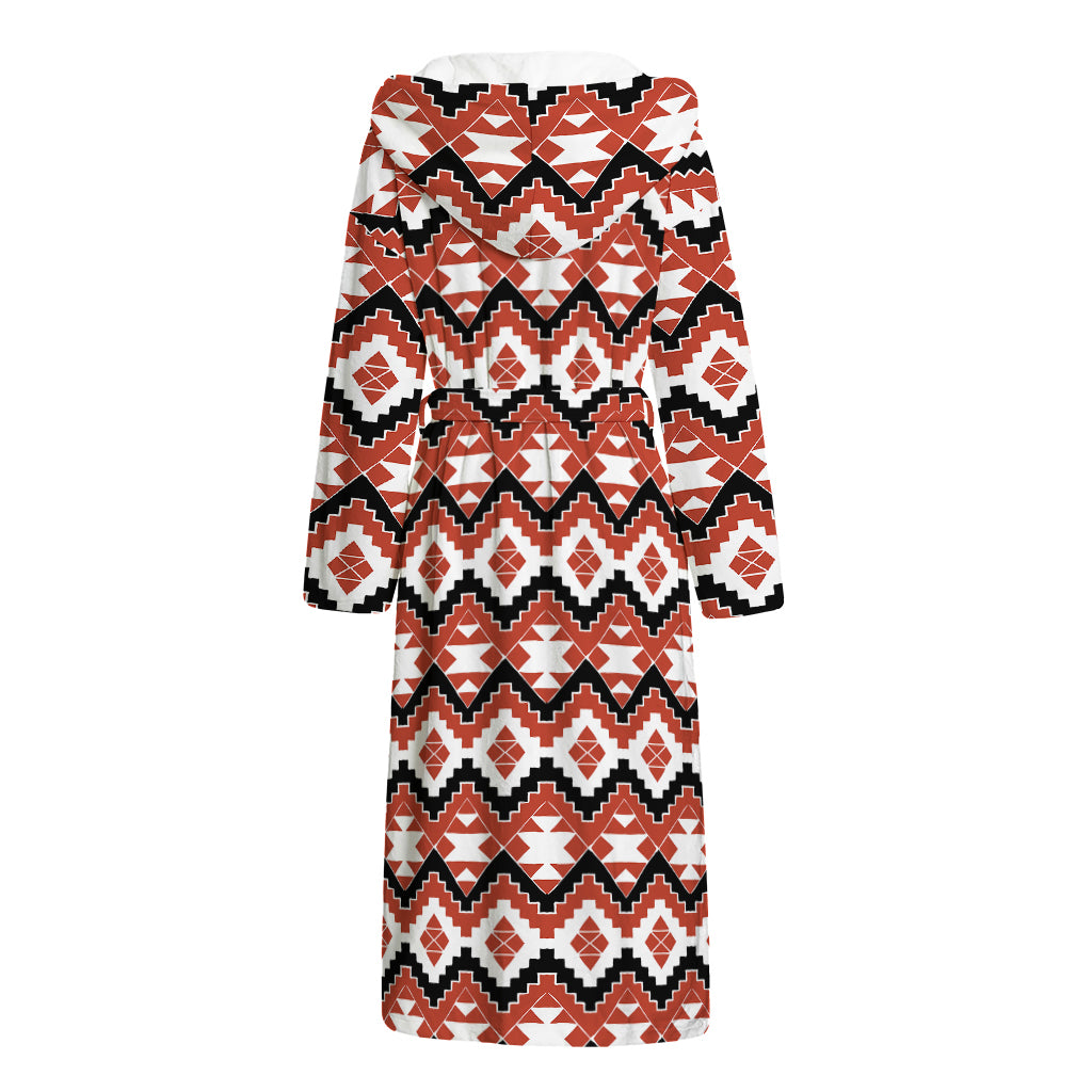 Native American Indian Pattern Print Hooded Bathrobe