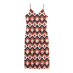 Native American Indian Pattern Print Jersey Midi Cami Dress