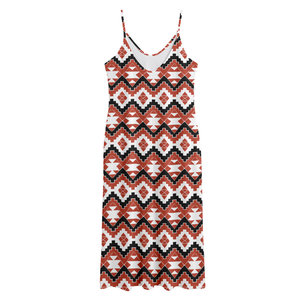 Native American Indian Pattern Print Jersey Midi Cami Dress