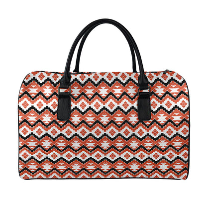 Native American Indian Pattern Print Leather Duffle Bag