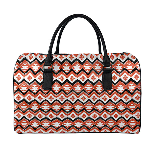 Native American Indian Pattern Print Leather Duffle Bag