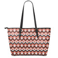 Native American Indian Pattern Print Leather Tote Bag With Zipper