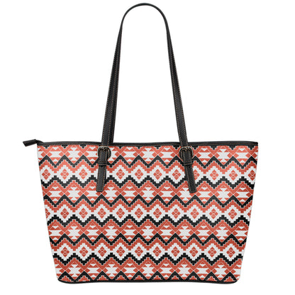 Native American Indian Pattern Print Leather Tote Bag