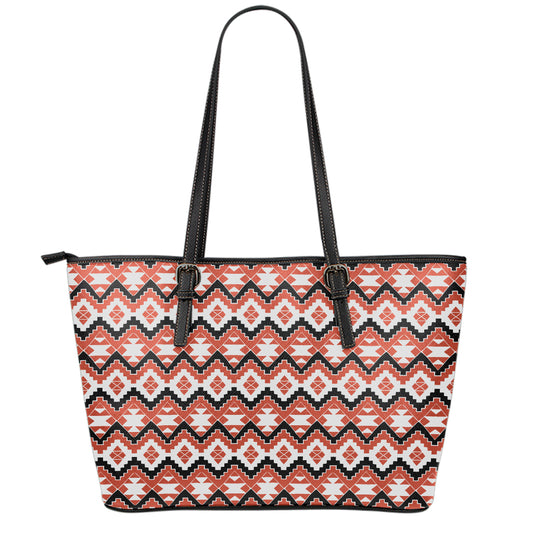 Native American Indian Pattern Print Leather Tote Bag