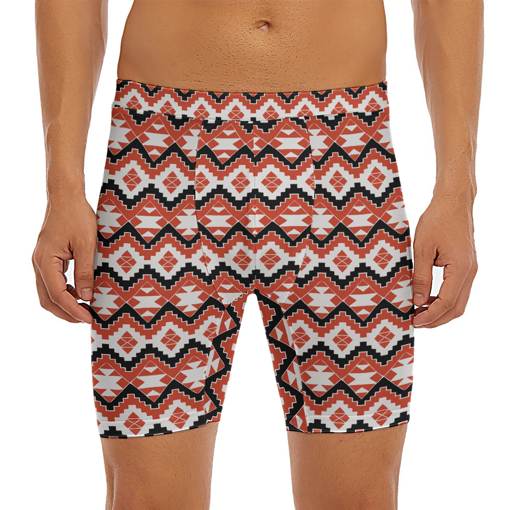 Native American Indian Pattern Print Men's Long Boxer Briefs
