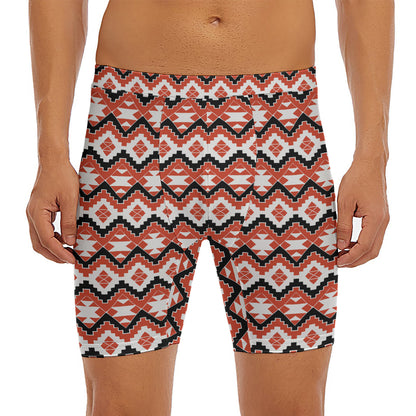 Native American Indian Pattern Print Men's Long Boxer Briefs