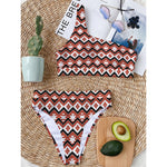Native American Indian Pattern Print One Shoulder Bikini Top