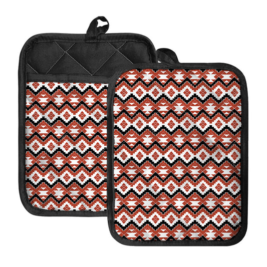 Native American Indian Pattern Print Pot Holders With Pocket