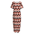 Native American Indian Pattern Print Short Sleeve Long Nightdress