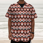 Native American Indian Pattern Print Textured Short Sleeve Shirt