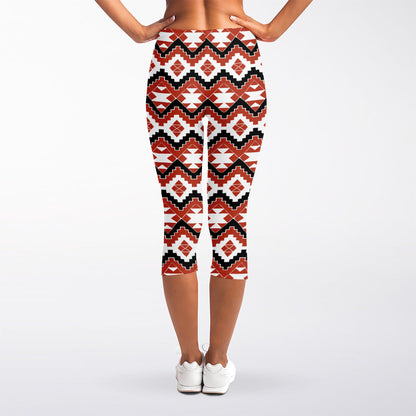 Native American Indian Pattern Print Women's Capri Leggings
