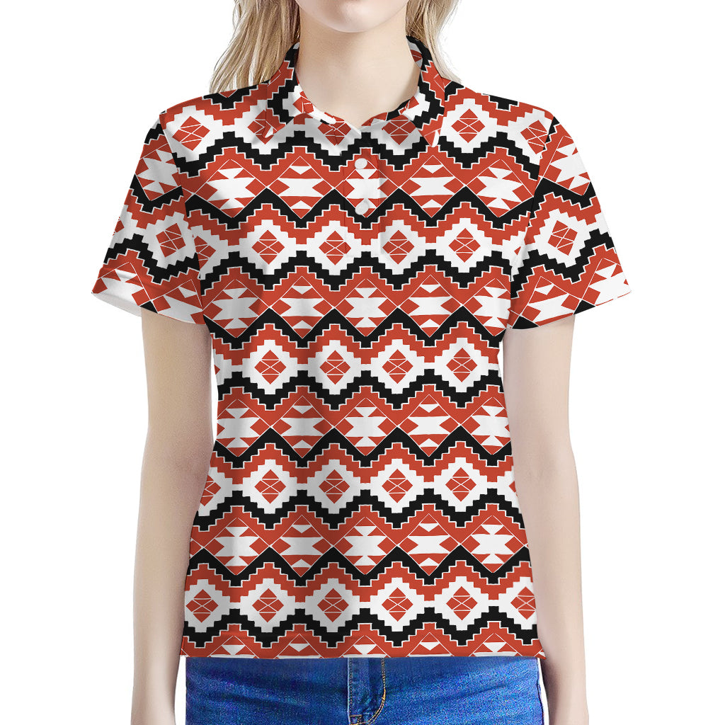 Native American Indian Pattern Print Women's Polo Shirt