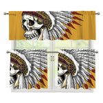 Native American Indian Skull Print 3 Piece Kitchen Curtains
