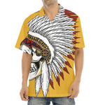Native American Indian Skull Print Aloha Shirt
